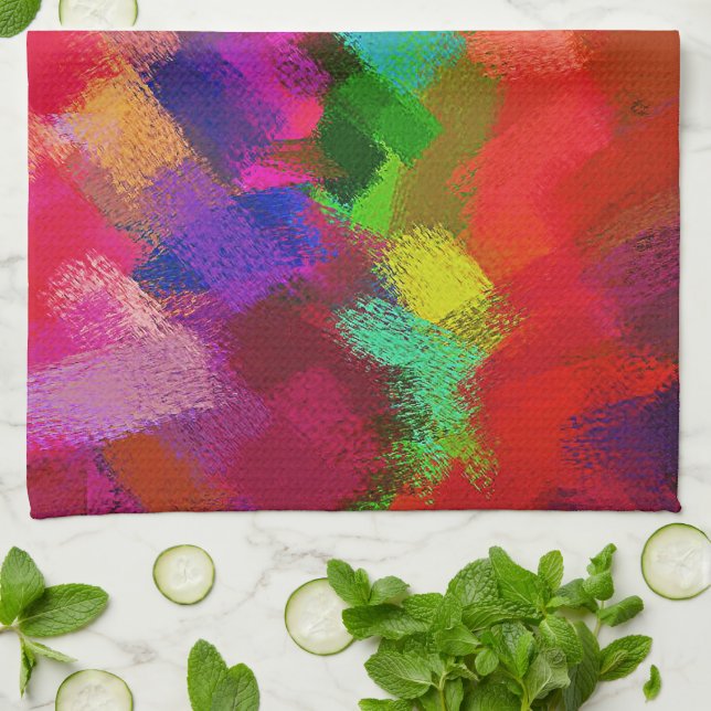 Abstract Colourful Painting #3 Kitchen Towel (Folded)