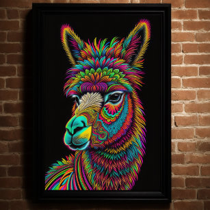 Abstract Colourful Painting of a Llama 2:3 Poster