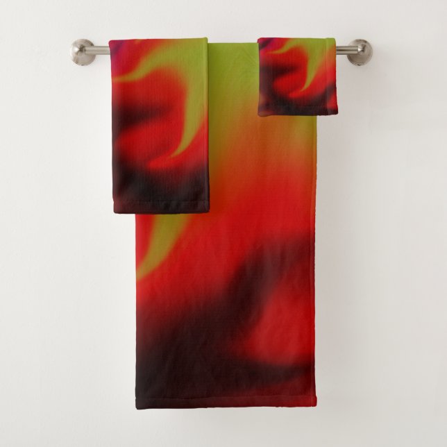 Abstract Colourful Painting Splash Marbling Bath Towel Set (Insitu)