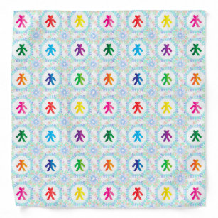 Abstract Colourful Paper Doll Heart Pattern Bandana