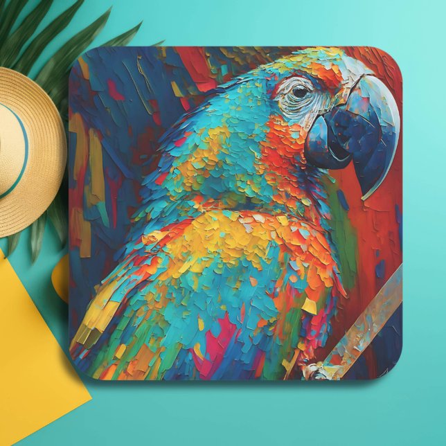 Abstract Colourful Parrot  Square Sticker (Creator Uploaded)