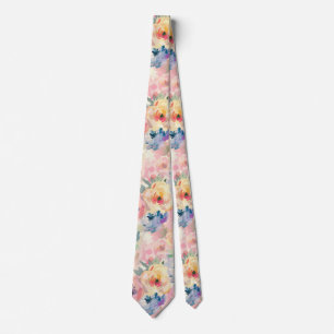 Abstract Colourful Pastel Flowers Floral Pattern Tie