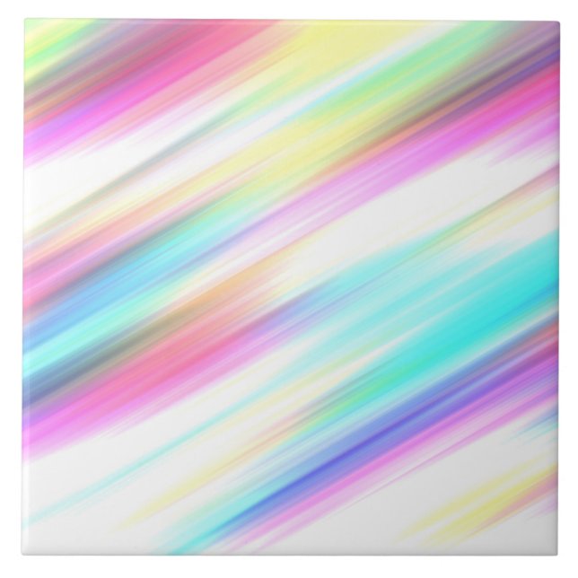 Abstract Colourful Pastel Rainbow Tile (Front)