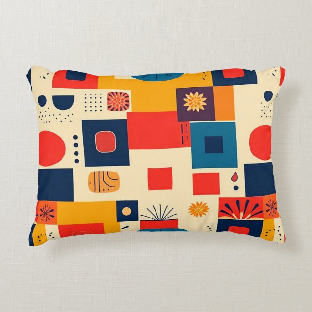 Abstract colourful pattern accent pillow (Front)