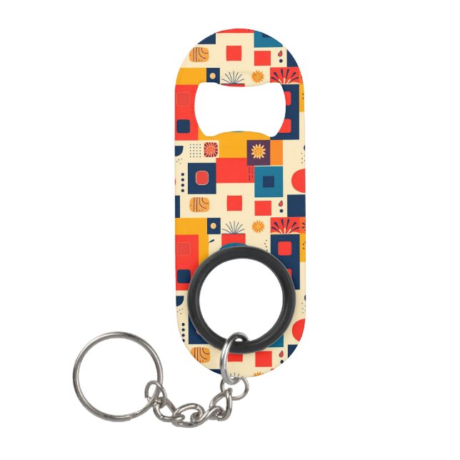 Abstract colourful pattern keychain bottle opener (Front)