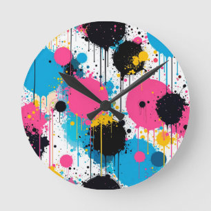 Abstract colourful pattern round clock