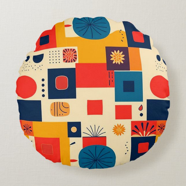 Abstract colourful pattern round pillow (Front)