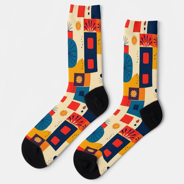 Abstract colourful pattern socks (Left)