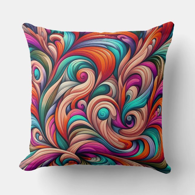 Abstract colourful pattern throw pillow (Front)