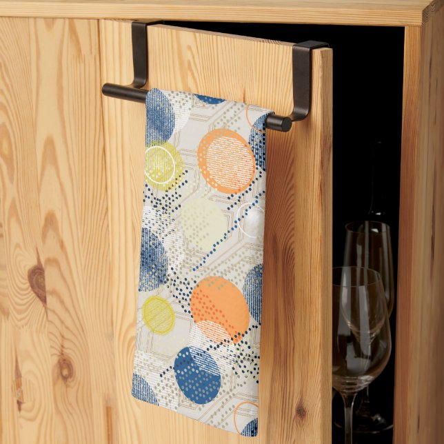Abstract colourful polka dot kitchen towel (Thirds Fold)