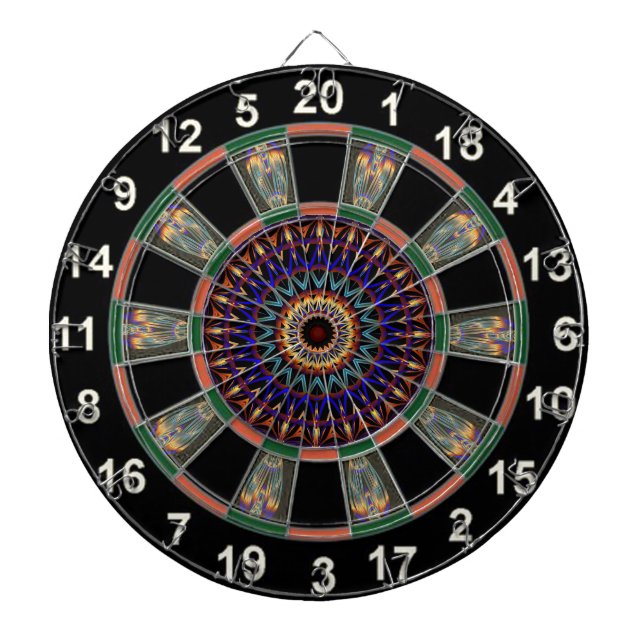 Abstract colourful prismatic chromatic rainbow dartboard (Front)