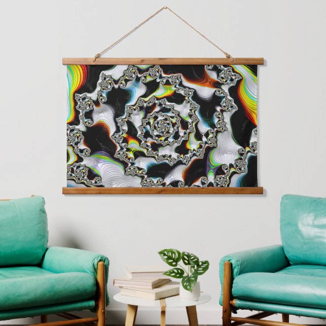 Abstract Colourful Psychedelic Spiral Fractal Hanging Tapestry (Living Room)