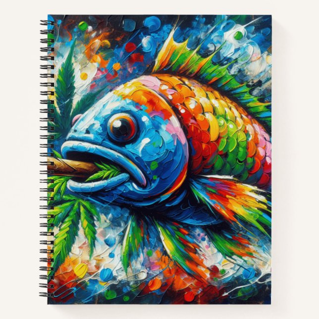 Abstract colourful rainbow fish Spiral Notebook (Front)