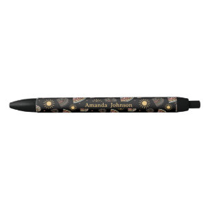 Abstract Colourful Rainbow Sun Script Name Monogra Black Ink Pen