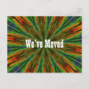 Abstract Colourful Rays New Address Moving Announcement Postcard
