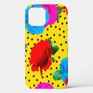 Abstract Colourful Real Roses and Metallic Leaves  iPhone 12 Case