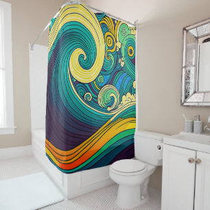 Abstract Colourful Retro 70s Hippie Waves Artwork