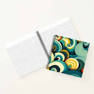 Abstract Colourful Retro 70s Hippie Waves Artwork  Notebook