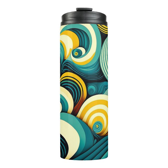 Abstract Colourful Retro 70s Hippie Waves Artwork  Thermal Tumbler (Front)