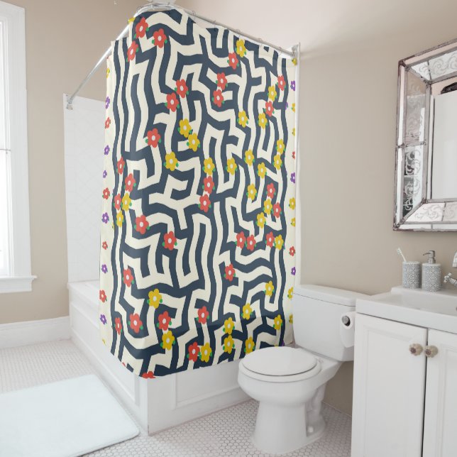 Abstract Colourful Retro Floral Maze Pattern  (In Situ)