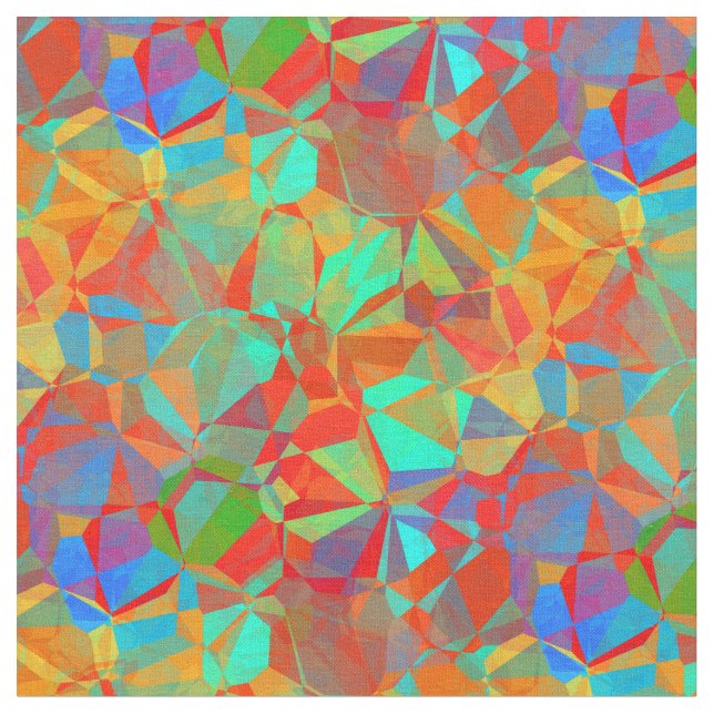 Abstract Colourful Retro Geometric Mosaic Pattern Fabric (Close Up)