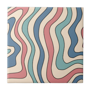 Abstract Colourful Retro Wavy Stripe Modern Elegan Tile
