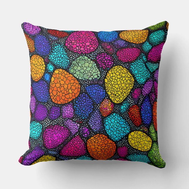 Abstract colourful rocks throw pillow (Front)