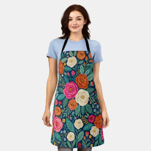 Abstract Colourful Roses Monarch Apron