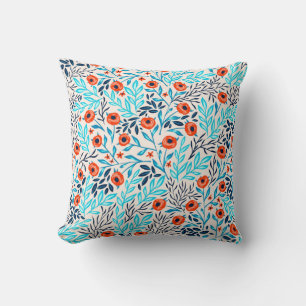 Abstract Colourful Roses: Vintage Floral Throw Pillow