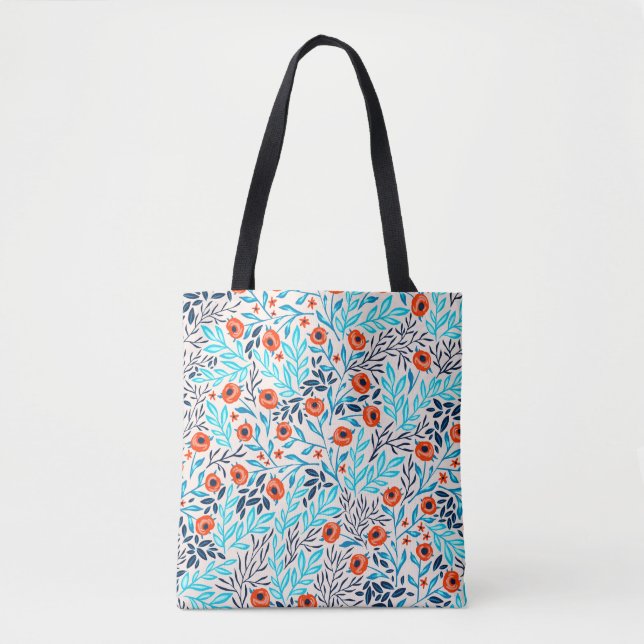 Abstract Colourful Roses: Vintage Floral Tote Bag (Front)
