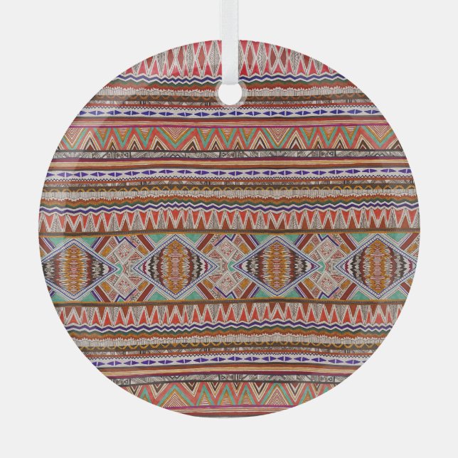 Abstract Colourful: Seamless Pattern Background. Glass Ornament (Front)