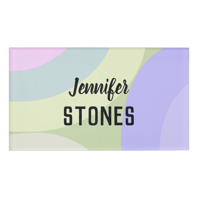 Abstract colourful shapes name tag (Front)
