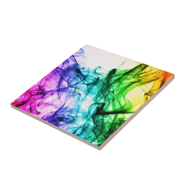 Abstract Colourful Smoke - Fantasy Waves - Art Tile (Side)