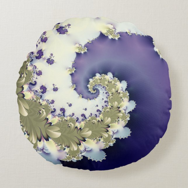 Abstract Colourful Spiral Fractal Round Pillow (Front)