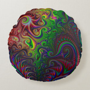 Abstract Colourful Spiral Pattern Round Pillow