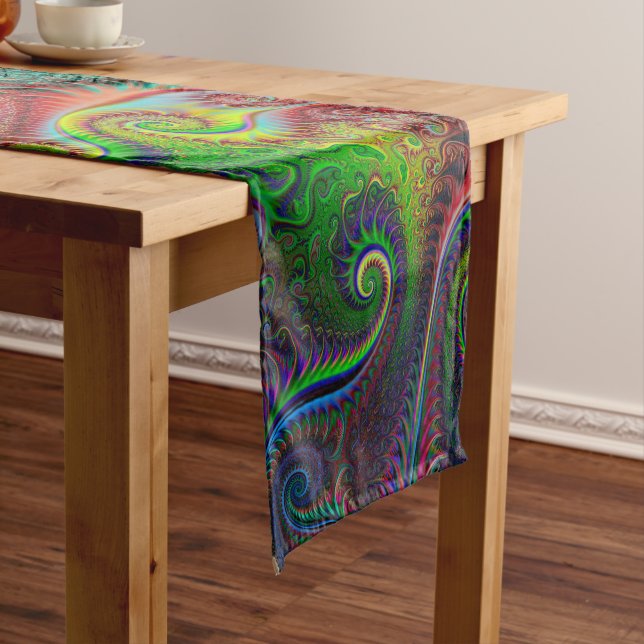 Abstract Colourful Spiral Pattern Short Table Runner (In Situ)