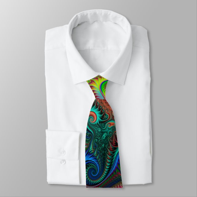 Abstract Colourful Spiral Pattern Tie (Tied)