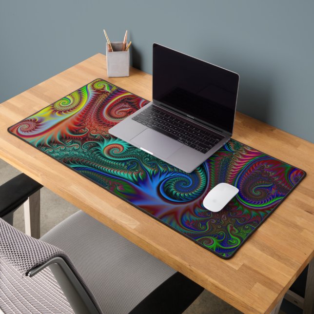 Abstract Colourful Spirals Pattern Desk Mat (Office 2)