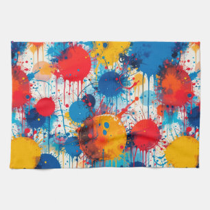 Abstract Colourful Splatter Art Kitchen Towel