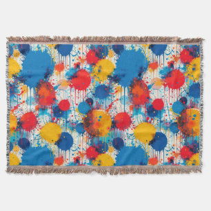 Abstract Colourful Splatter Art Throw Blanket