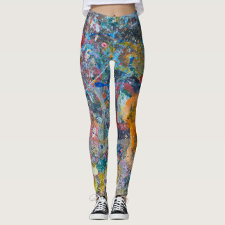 Abstract Colourful Splatter Paint Rainbow Version  Leggings