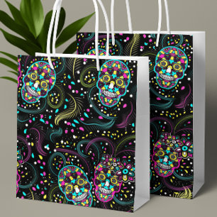 Abstract Colourful Spooky Skulls Halloween Medium Gift Bag
