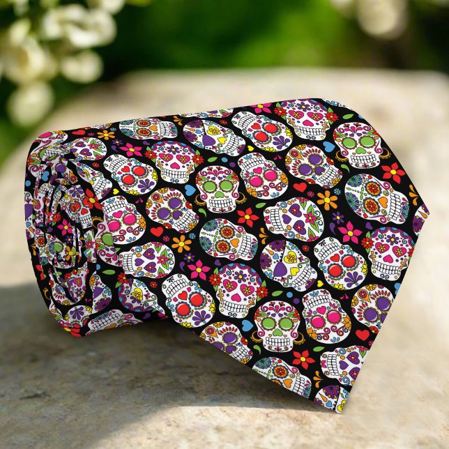 Abstract Colourful Spooky Skulls Halloween Tie (Creator Uploaded)