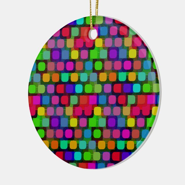 Abstract Colourful Square Pattern Ceramic Ornament (Left)