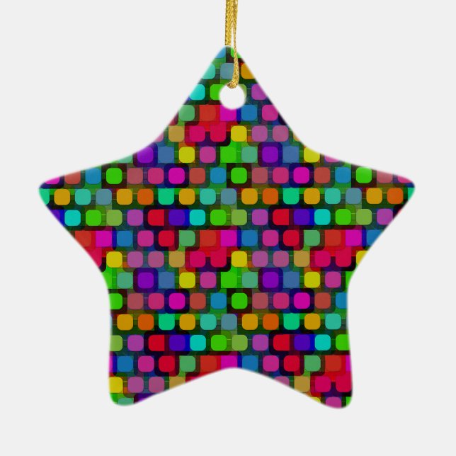 Abstract Colourful Square Pattern Ceramic Ornament (Back)
