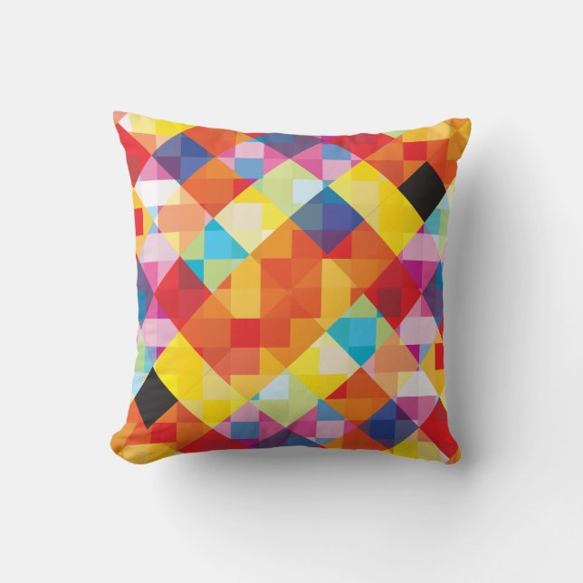 Abstract Colourful Squares Throw Pillow (Front)