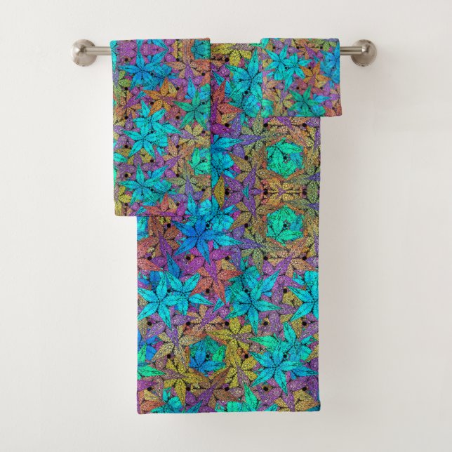 Abstract colourful star pattern  bath towel set (Insitu)