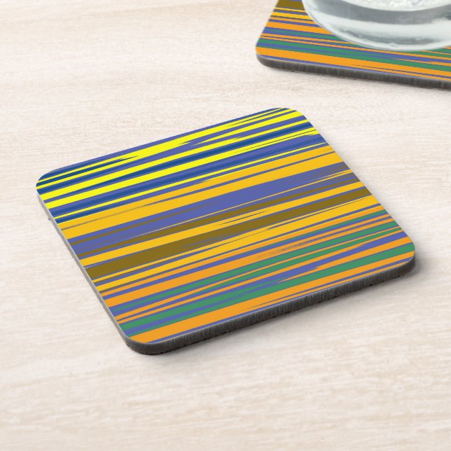Abstract Colourful Stripes Pattern Coaster (Left Side)