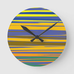 Abstract Colourful Stripes Pattern Round Clock
