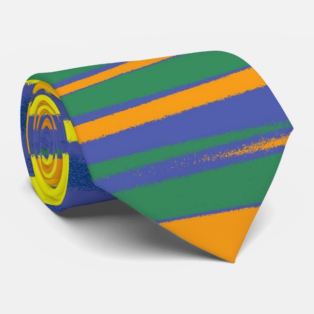 Abstract Colourful Stripes Pattern Tie (Rolled)